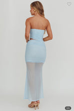 Load image into Gallery viewer, Blue Mesh Bodycon Midi Dress