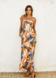 Destinations Strapless Tie Back Maxi Dress