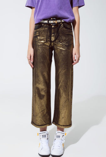Black & Golf Finish Straight Leg Pants