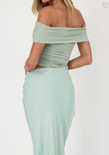 Load image into Gallery viewer, Sage Off Shoulder Dress