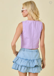 Denim Vest Front Ties Top