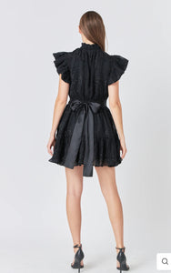 Chiffon Belted Mini Dress