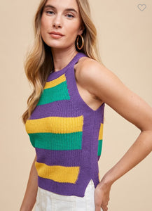 Mardi Gras Stripe Tank Top