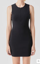 Load image into Gallery viewer, Black Front Zip Knit Mini Dress