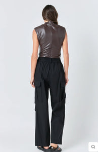 Brown Faux Leather Bodysuit