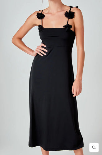 Rosette Shoulder Maxi Dress