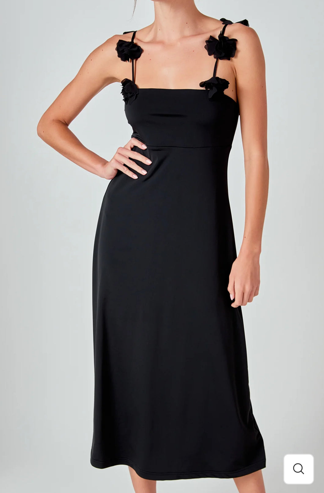 Rosette Shoulder Maxi Dress