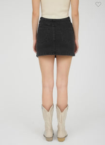 Black Stud Denim Mini Skirt