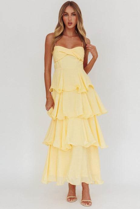Yellow Ruffle Tiered Maxi Dress