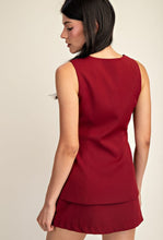 Load image into Gallery viewer, Dark Red Front Botton Mini Dress