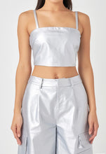 Load image into Gallery viewer, Silver Faux Leather Crop Top