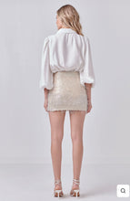 Load image into Gallery viewer, Champagne Fringe Mini Skirt