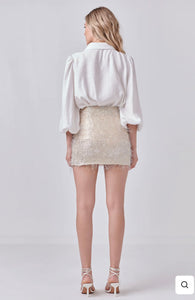 Champagne Fringe Mini Skirt