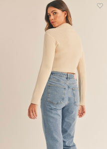 Button Crop Sweater