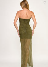 Load image into Gallery viewer, Olive Twist Strapless Dress