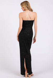 Black Embellished Cowl Neck Maxi Dress