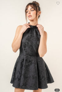 Black Halter A Line Dress