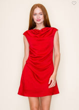 Load image into Gallery viewer, Satin Drape Neck Mini Dress