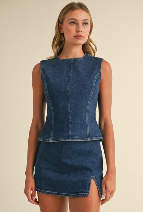 Denim Open Back Set