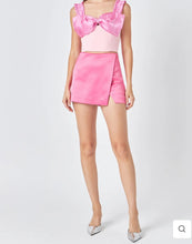 Load image into Gallery viewer, Pink Satin Asymmetric Skort