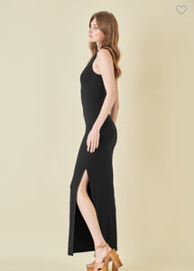 Asymmetric Neck Drape Maxi Dress