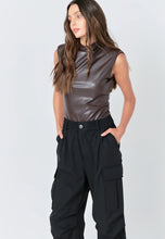 Load image into Gallery viewer, Brown Faux Leather Bodysuit