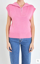 Load image into Gallery viewer, Pink Zip Mock Neck Vest