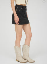 Load image into Gallery viewer, Black Stud Denim Mini Skirt