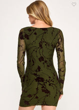 Load image into Gallery viewer, Burnout Mesh Long Sleeve Mini Dress