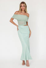 Load image into Gallery viewer, Sage Off Shoulder Dress