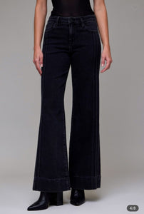 Charcoal Washed Mid Rise Flare Jeans