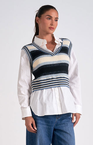 Blue Mutli Stripe Sweater Vest