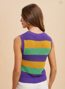 Mardi Gras Color Block Sweater Vest