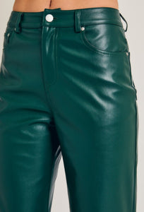 Dark Green Faux Leather Pants