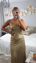 Load image into Gallery viewer, Metallic Cowl Neck Slip Dress