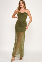 Load image into Gallery viewer, Olive Twist Strapless Dress