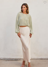 Load image into Gallery viewer, Sage Micro Pleated Bishop Sleeve Top