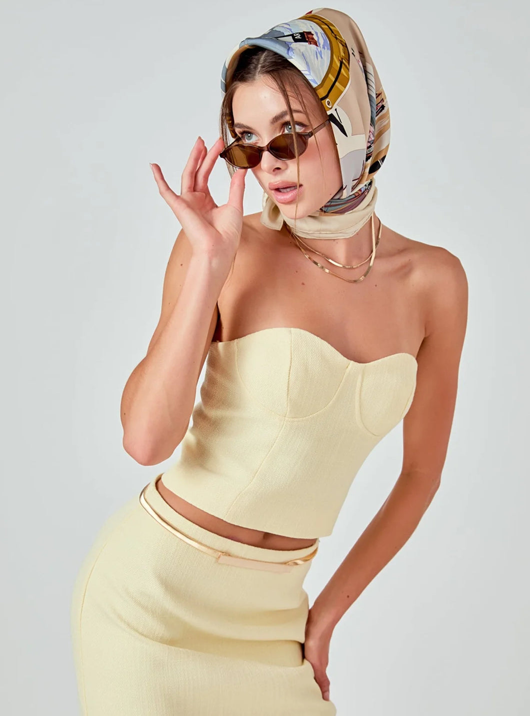 Butter Tweed Strapless Top