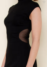 Load image into Gallery viewer, Black Mesh Side Midi Dress