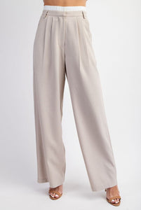 Textured Contrast Waist Pants