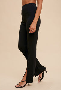 Slit Hem Stretch Pants