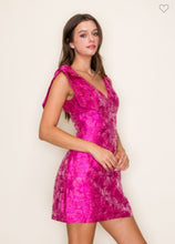 Load image into Gallery viewer, Dark Fuchsia Floral Jacquard Mini Dress