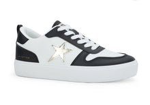 Load image into Gallery viewer, Aura- Black White &amp; Gold Sneakers