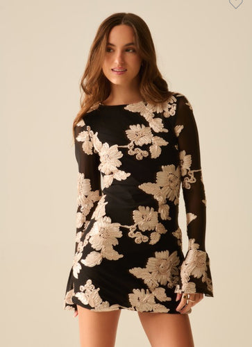 Floral Long Sleeve Mini Dress