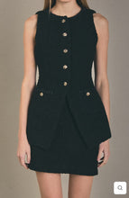 Load image into Gallery viewer, Black Tweed Long Vest