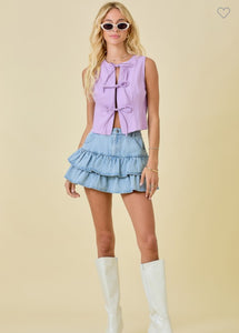 Denim Vest Front Ties Top