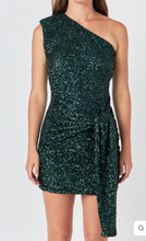 Load image into Gallery viewer, Emerald Sequins Front Wrap Dress