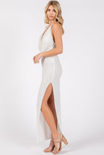 Load image into Gallery viewer, White Bead Cowl Maxi Dress