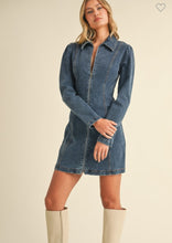 Load image into Gallery viewer, Full Zipper Front Collared Denim Dress