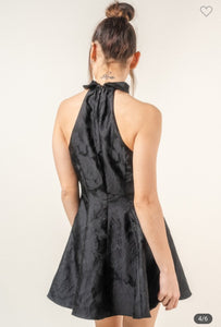 Black Halter A Line Dress